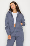 Boxy Cropped Zip Up Fleece Hoodie