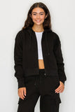 Boxy Cropped Zip Up Fleece Hoodie
