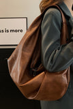 Pu Leather Double Zipper Shoulder Handbag