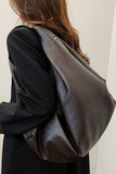 Pu Leather Double Zipper Shoulder Handbag
