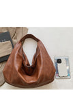 Pu Leather Double Zipper Shoulder Handbag