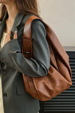 Pu Leather Double Zipper Shoulder Handbag