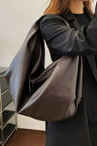 Pu Leather Double Zipper Shoulder Handbag