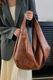 Pu Leather Double Zipper Shoulder Handbag