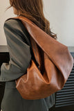 Pu Leather Double Zipper Shoulder Handbag