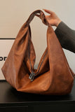 Pu Leather Double Zipper Shoulder Handbag
