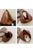 Pu Leather Double Zipper Shoulder Handbag