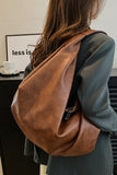 Pu Leather Double Zipper Shoulder Handbag