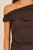 Off-shoulder Ruched Knit Top