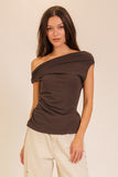 Off-shoulder Ruched Knit Top