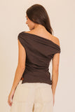 Off-shoulder Ruched Knit Top