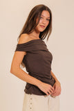 Off-shoulder Ruched Knit Top