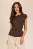 Off-shoulder Ruched Knit Top
