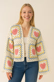 Crochet Heart Patch Cardigan