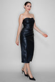 Asymmetrical Pleated Tube Faux Leather Dress