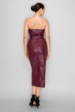 Tube Zip-up Faux Leather Belted Dress