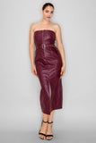 Tube Zip-up Faux Leather Belted Dress