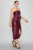 Tube Zip-up Faux Leather Belted Dress