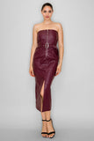 Tube Zip-up Faux Leather Belted Dress