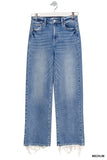 Straight Raw Hem Denim Pants