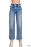 Straight Raw Hem Denim Pants