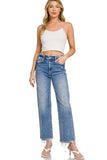 Straight Raw Hem Denim Pants
