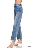 Straight Raw Hem Denim Pants