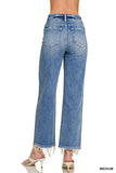 Straight Raw Hem Denim Pants