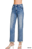 Straight Raw Hem Denim Pants