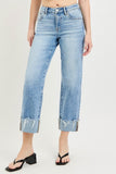 High Rise Crop Boyfriend Cuffed Jeans