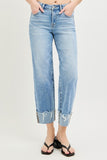 High Rise Crop Boyfriend Cuffed Jeans
