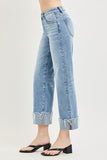 High Rise Crop Boyfriend Cuffed Jeans