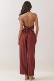 Draped Halter Top &amp; Wide-leg Pants Set