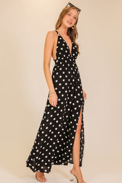 Polka Dot Halter Maxi Dress small Polka Dot Halter Maxi Dress small