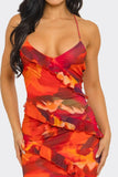 Mesh Ruffle Maxi Dress