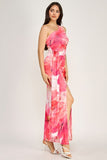 Watercolor One Shoulder Dress