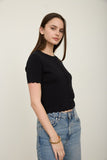 Scalloped Short Sleeve Button Down Knit Cardigan