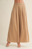 Wide-leg Fluid Drape Pleated Trousers