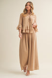 Wide-leg Fluid Drape Pleated Trousers