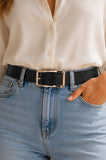 Twist Rectangle Buckle Faux Leather Belt