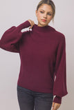 Mock-Neck Balloon-Sleeve Sweater