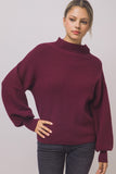 Mock-Neck Balloon-Sleeve Sweater