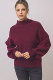 Mock-Neck Balloon-Sleeve Sweater