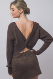Ribbed Wrap-back Knit Top