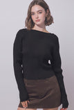 Ribbed Wrap-back Knit Top