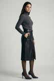 Vegan Leather Midi Skirt