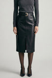 Vegan Leather Midi Skirt
