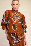 Ruffle Neck Puff Sleeve Blouse