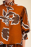 Ruffle Neck Puff Sleeve Blouse