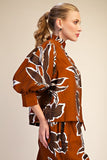 Ruffle Neck Puff Sleeve Blouse